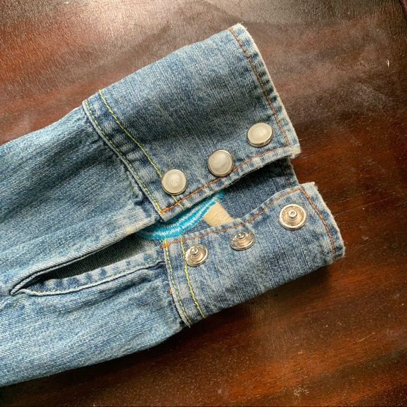 Embroidered and Screen Printed Denim Long Sleeve - Picture 8 of 16